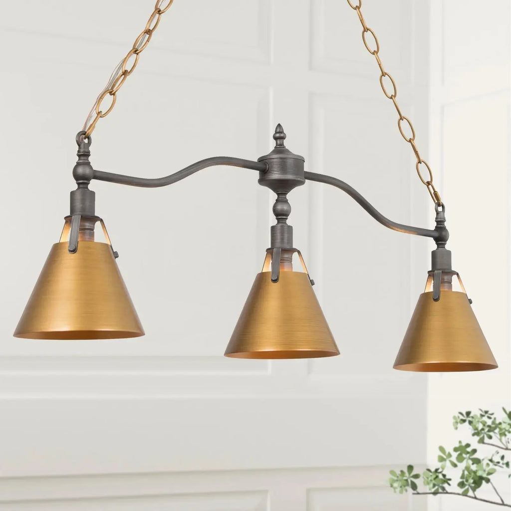 LNC Industrail Brass Kitchen Lighting 3 Lights Modern Chandelier