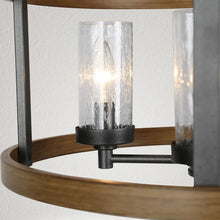 Fay Pine Wood Texture with Seed Glass 4 Lights Chandelier 
