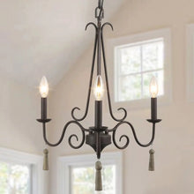 LNC Metal Chandelier with Wood Drop - 3 Lights-Clearance 126.99