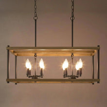 Brianna Pine Wood Texture Rectangle Chandeliers 