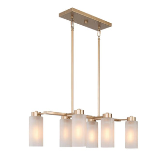 Annabelle Modern Gold Chandelier with Cylinder Frosted Glass Shades 309.99