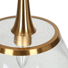 Lacquered Brass Pendant Light with Clear Water Pattern Globe 