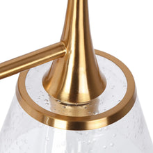 Lacquered Brass Vanity Light with Clear Water Pattern Globe 