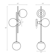 Crithmum 3-Light Glam Brass Globe Wall Sconce