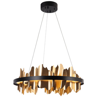 Synthienniser 1-Light 23.5"Glam Black and Gold Drum LED Chandelier