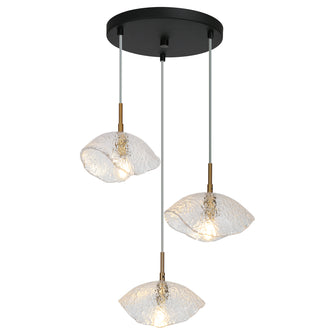 Evangeline 3-Light 17" Modern Black and Brass Cluster Chandelier