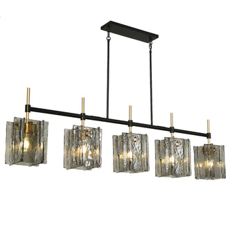 Echonalyri 5-Light 63-in Modern Black&Brass Kitchen Island Light