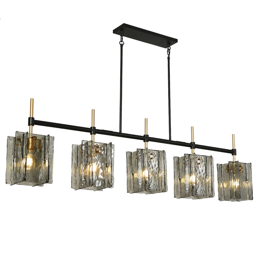 LNC Echonalyri 5-Light 63-in Modern Black&Brass Kitchen Island Light