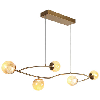 Cenlindes 5-Light 44" Modern Brass LED Kitchen Island Light