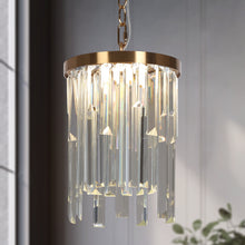 Peludo 1-Light 8" Glam Brass Crystal Prism LED Pendant Light