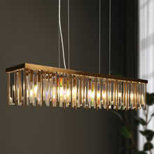 Athean 7-Light 41" Glam Rectangle Brass Kitchen Island Light