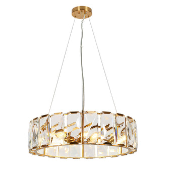 Ethel 6-Light 23" Modern Brass Drum Crystal Chandelier