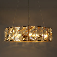 Ethel 6-Light 23" Modern Brass Drum Crystal Chandelier