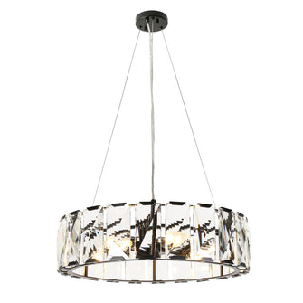 Ethel 6-Light 23" Modern Black Drum Crystal Chandelier