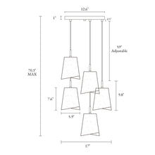 Afmean 5-Light 17" Modern Black and Brass Cluster Chandelier