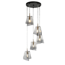 Afmean 5-Light 17" Modern Black and Brass Cluster Chandelier