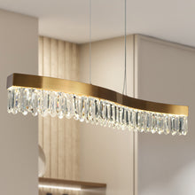 Sibyl 1-Light 36" Glam Linear Crystal LED Kitchen Island Light