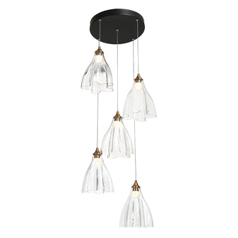 Juanshin 5-Light 20" Modern Black and Brass Cluster LED Chandelier