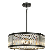 Elvira 6-Light 24" Modern Black Drum Crystal Chandelier