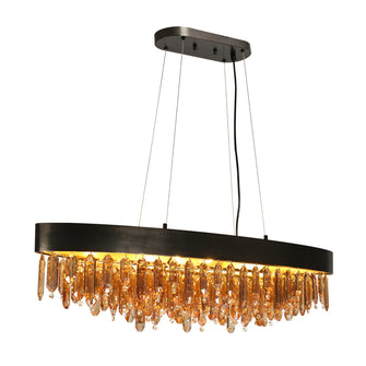 Palicourea 10-Light 41.5" Glam Black and Brass Oval Chandelier