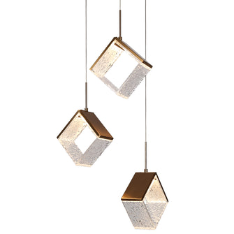 Cendrillon 3-Light 17" Modern Brass Square LED Chandelier