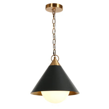 Libbaconion 1-Light 12" Black and Gold Modern Cone Pendant Light