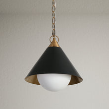 Libbaconion 1-Light 12" Black and Gold Modern Cone Pendant Light