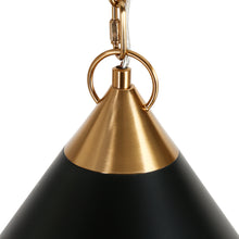 Libbaconion 1-Light 12" Black and Gold Modern Cone Pendant Light