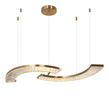 MoaningMurtle Modern 40" Brass Crystal LED Kitchen Island Light