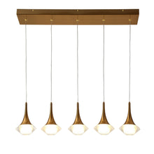 Rilistenica 5-Light Modern Brass Cluster LED Kitchen Island Light