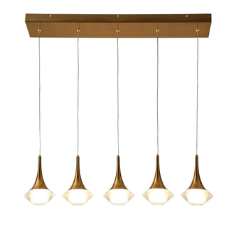 Rilistenica 5-Light Modern Brass Cluster LED Kitchen Island Light