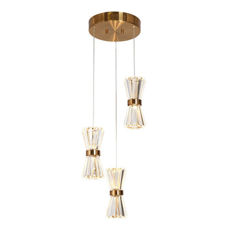 Katsumata 3-Light 12" Modern Brass Cluster LED Chandelier