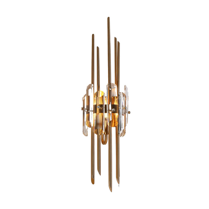 井上1 LNC Fataingyism 1-Light Modern Brass Tube Crystal Wall Sconce
