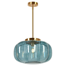 Transparent blue pumpkin glass pendant