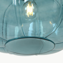 Transparent blue pumpkin glass pendant