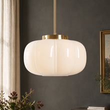 Beige pumpkin glass lamp