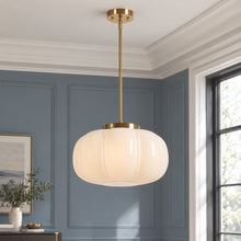 Beige pumpkin glass lamp
