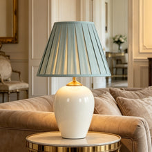 Light blue cloth ceramic table lamp