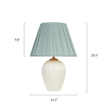 Light blue cloth ceramic table lamp