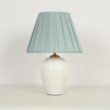 Light blue cloth ceramic table lamp