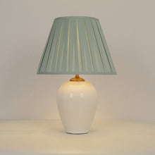 Light blue cloth ceramic table lamp