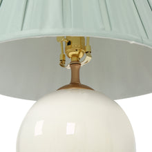 Light blue cloth ceramic table lamp