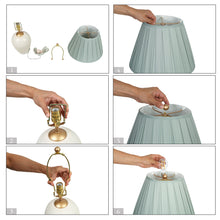 Light blue cloth ceramic table lamp