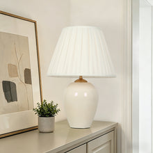 White ceramic table lamp - fabric lampshade