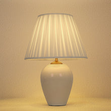 White ceramic table lamp - fabric lampshade