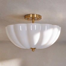 Pumpkin milk glass Semi-Flush Ceiling Lights