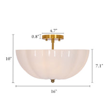 Pumpkin milk glass Semi-Flush Ceiling Lights