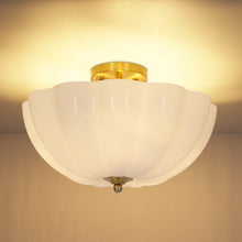 Pumpkin milk glass Semi-Flush Ceiling Lights