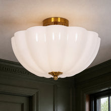 Pumpkin milk glass Semi-Flush Ceiling Lights