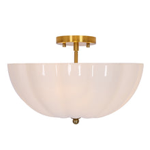 Pumpkin milk glass Semi-Flush Ceiling Lights